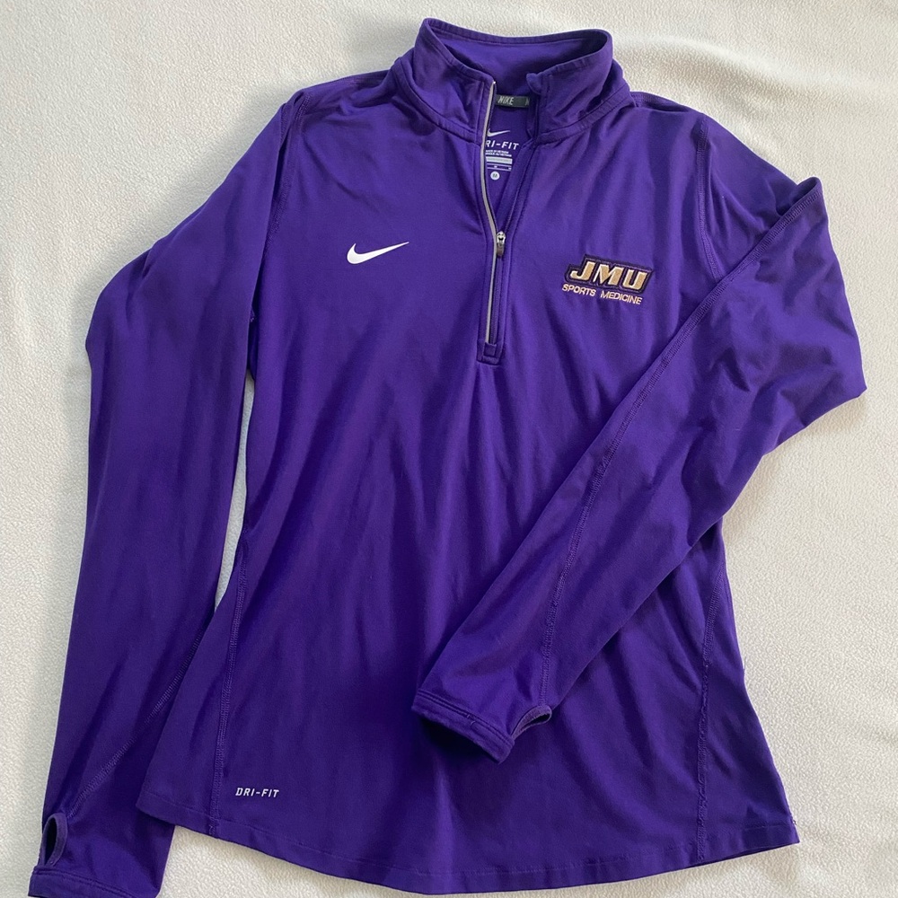 Nike JMU Purple Women’s 1/4 Zip-up Jacket - Dri-Fit Embroidered Logo